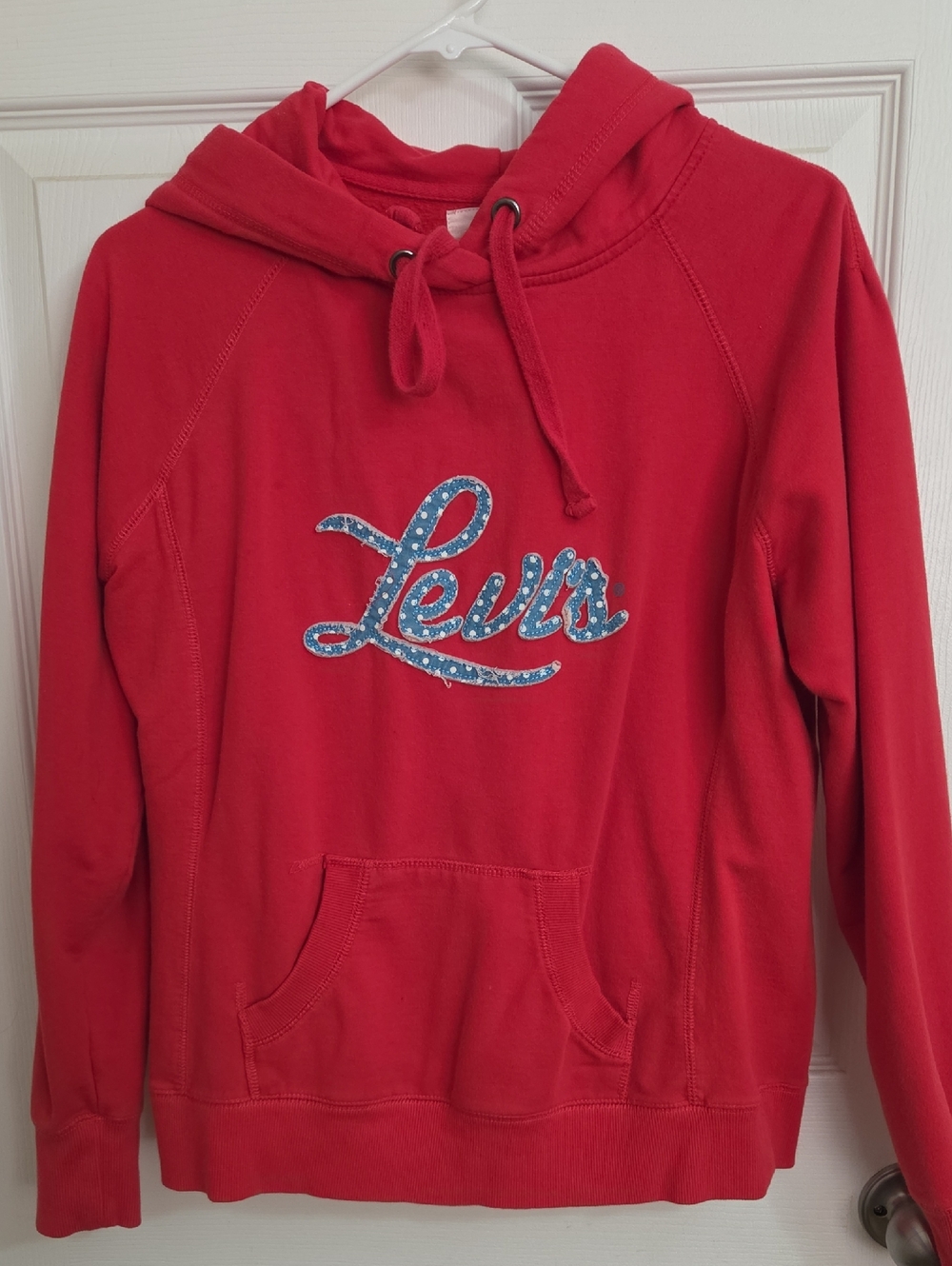 Levi's Red Hoodie with Blue Script Logo